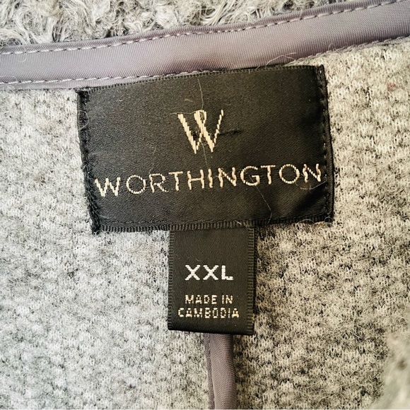Worthington woman’s down coat size XXL gray one button long warm sheep texture - Picture 8 of 10